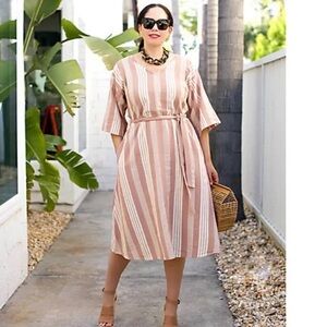 GIRL WITH CURVES Linen MIDI Dress A491871
